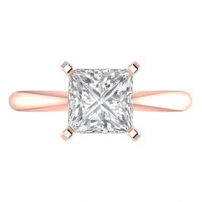 Pre-owned Pucci 2ct Princess Cut Classic Bridal Simulated Engagement Promise Ring 14k Rose Gold In White/colorless