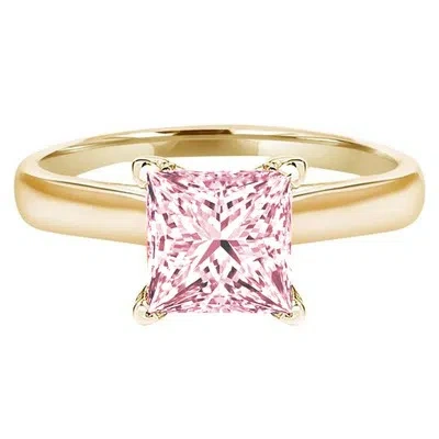 Pre-owned Pucci 2.0ct Princess Cut Simulated Pink Diamond Wedding Promise Ring 14k Yellow Gold