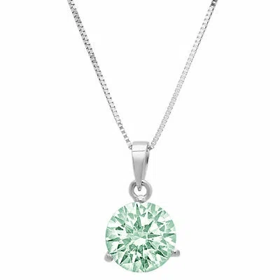 Pre-owned Pucci 2ct Round Blue Moissanite Martini Solitaire Pendant Necklace 16 14k White Gold