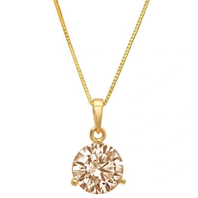 Pre-owned Pucci 2ct Round Simulated Champagne Diamond Martini Pendant 16 Chain 14k Yellow Gold