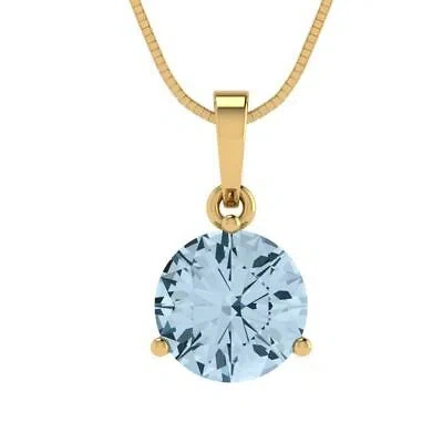 Pre-owned Pucci 2ct Round Cut Classic Lab Created Gem Pendant Necklace 16 Chain 14k Yellow Gold