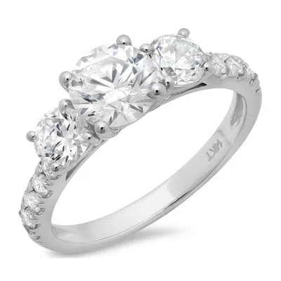 Pre-owned Pucci 2ct Round Cut Simulated 3-stone Anniversary Bridal Promise Ring 14k White Gold In White/colorless