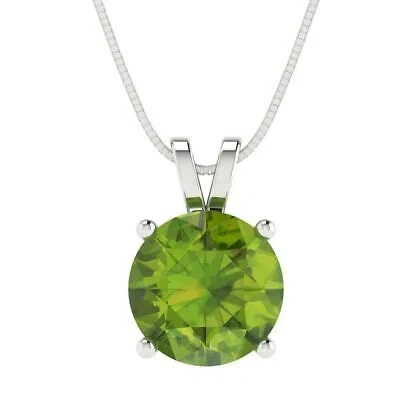 Pre-owned Pucci 3 Round Classic Natural Peridot Pendant Necklace 18 Box Chain 14k White Gold