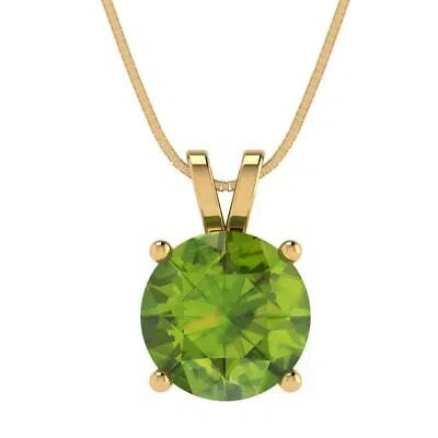 Pre-owned Pucci 3 Round Classic Natural Peridot Pendant Necklace 18" Chain Solid 14k Yellow Gold