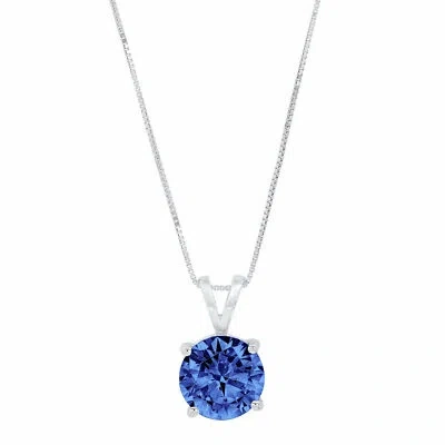 Pre-owned Pucci 3 Round Classic Simulated Tanzanite Pendant Necklace 18" Chain 14k White Gold In D