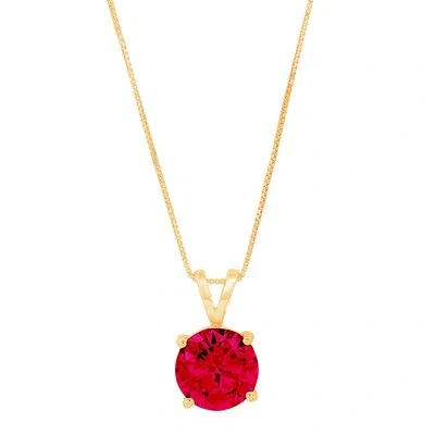 Pre-owned Pucci 3 Round Natural Red Garnet Solitaire Pendant Necklace 18" Chain 14k Yellow Gold