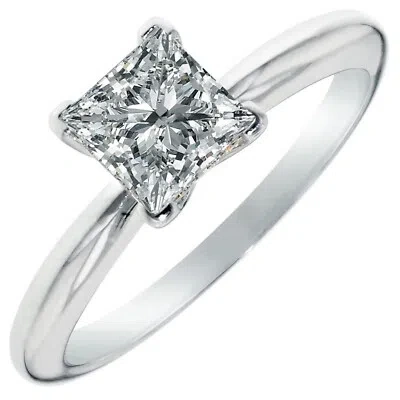 Pre-owned Pucci 3.0ct Princess Synthetic Moissanite Wedding Bridal Promise Ring 14k White Gold In White/colorless