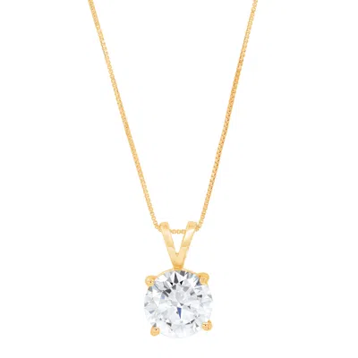 Pre-owned Pucci 3.0 Ct Round Cut 14k Yellow Gold Simulated Diamond Solitaire Pendant 18" Chain