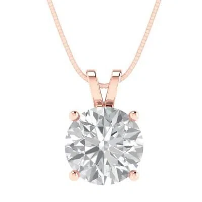 Pre-owned Pucci 3.0 Ct Round Cut Pendant Necklace 16" Chain 14k Rose Pink Gold Simulated Diamond