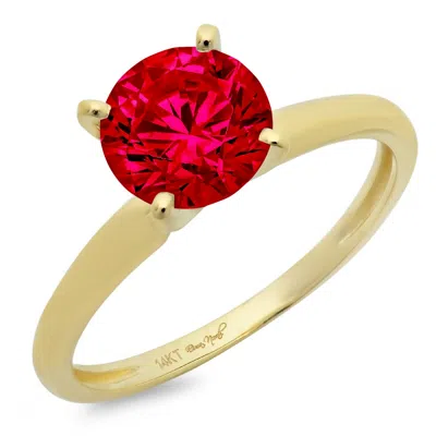 Pre-owned Pucci 3.0 Ct Round Cut Simulated Ruby Stone Wedding Promise Ring 14k Yellow Solid Gold In Red