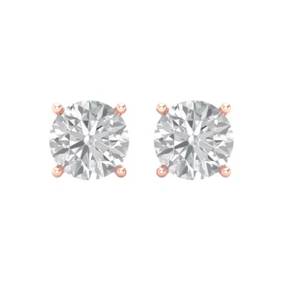 Pre-owned Pucci 3.0 Ct Round Cut Solitaire Classic Stud Earrings 14k Rose Gold Real Moissanite In D