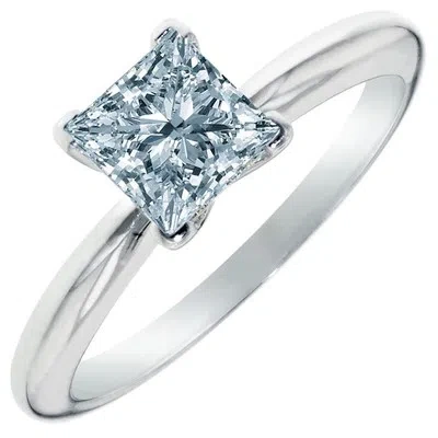 Pre-owned Pucci 3.0ct Princess Cut Natural Aquamarine Wedding Bridal Promise Ring 14k White Gold In D
