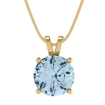 Pre-owned Pucci 3.0ct Round Classic Lab Created Gem Pendant Necklace 16 Chain 14k Yellow Gold