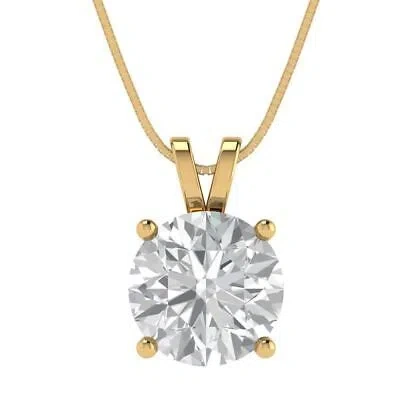 Pre-owned Pucci 3.0ct Round Classic Pendant 16" Chain 14k Yellow Gold Real Synthetic Moissanite