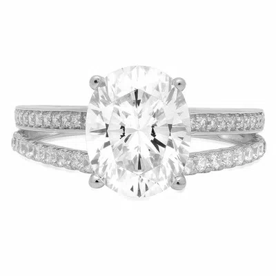 Pre-owned Pucci 3.12 Ct Oval Cut Wedding Engagement Promise Bridal Solitaire Ring 14k White Gold In White/colorless