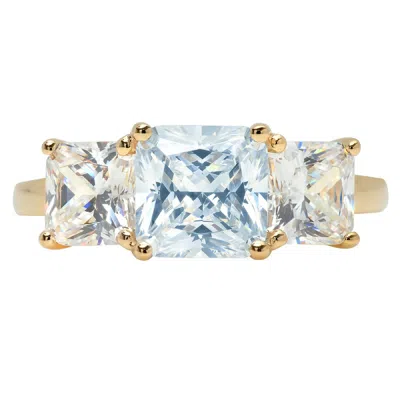 Pre-owned Pucci 3.25 Emerald 3 Stone Real Aquamarine Promise Bridal Wedding Ring 14k Yellow Gold In D