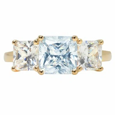 Pre-owned Pucci 3.25 Emerald 3 Stone Sky Blue Topaz Promise Bridal Wedding Ring 14k Yellow Gold In D