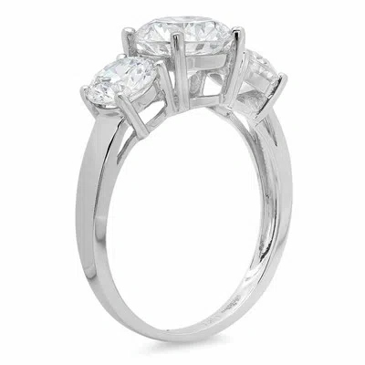 Pre-owned Pucci 3.25ct Round Cut Three Stone Engagement Wedding Promise Band Ring 14k White Gold In D