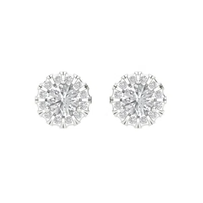 Pre-owned Pucci 3.45 Round Cut Halo Classic Designer Stud Earring 14k White Gold Real Moissanite