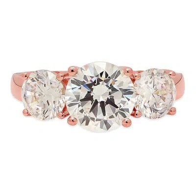 Pre-owned Pucci 3.45ct Round Simulated Diamond Engagement Solitaire 3 Stone Ring 14k Rose Gold In White/colorless