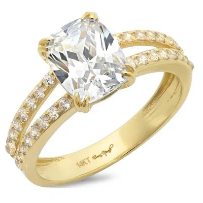Pre-owned Pucci 3.50 Ct Cushion Cut Classic Simulated Engagement Promise Ring 14k Yellow Gold In White/colorless