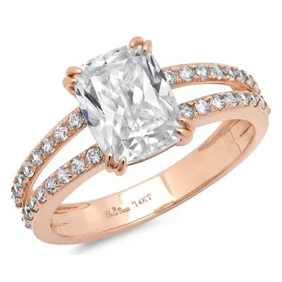 Pre-owned Pucci 3.50 Ct Cushion Cut Halo Classic Simulated Engagement Promise Ring 14k Rose Gold In White/colorless