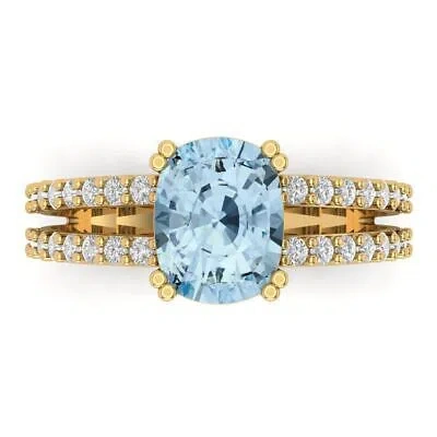 Pre-owned Pucci 3.50ct Cushion Cut Swiss Topaz Promise Bridal Wedding Ring Solid 14k Yellow Gold
