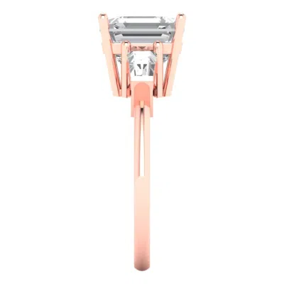Pre-owned Pucci 3.5ct 3-stone Asscher Baguette Cut Engagement Bridal Wedding Ring 14k Rose Gold In D