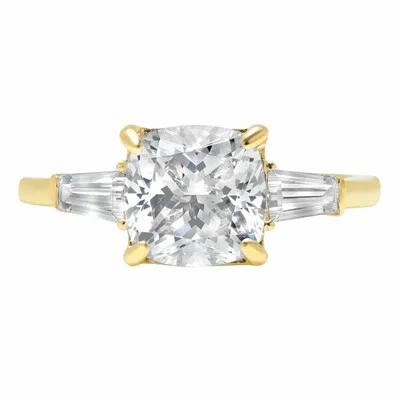 Pre-owned Pucci 3.5ct 3stone Radiant Baguette Cut Engagement Bridal Wedding Ring 14k Yellow Gold In D
