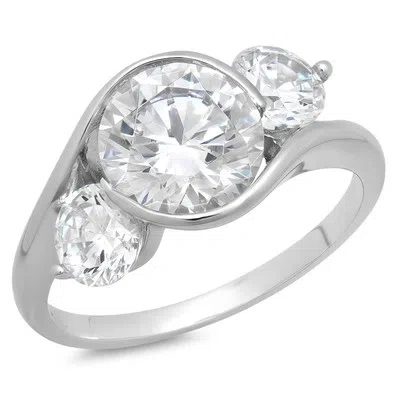 Pre-owned Pucci 3.6ct Round Simulated Diamond 3 Stone Engagement Anniversary Ring 14k White Gold In White/colorless