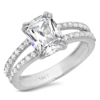 Pre-owned Pucci 3.7ct Cushion Simulated Diamond Engagement Anniversary Ring 14k White Gold In White/colorless