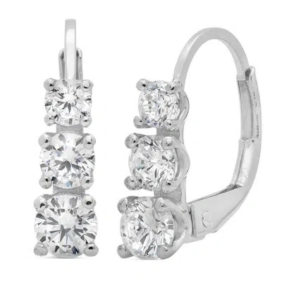 Pre-owned Pucci 3.7ct Round Cut Simulated Diamond Past Present Future Earrings 14k White Gold