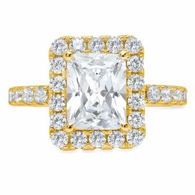 Pre-owned Pucci 3.9 Emerald Round Cut Solitaire Wedding Engagement Bridal Ring 14k Yellow Gold In White/colorless