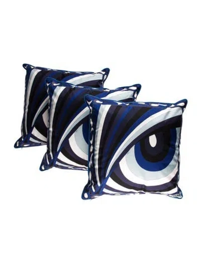 Pre-owned Pucci 3-piece Small Orchidee And Iride Printed Silk Twill Cushion Set In Multi