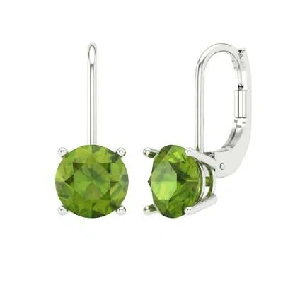 Pre-owned Pucci 4 Round Solitaire Classic Drop Dangle Natural Peridot Earrings 14k White Gold