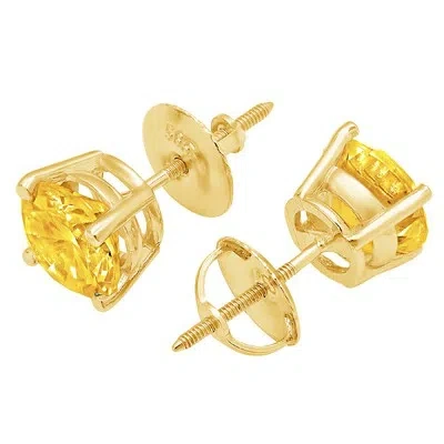 Pre-owned Pucci 4.0 Ct Round Cut Solitaire Natural Citrine Stud Earrings Real 14k Yellow Gold