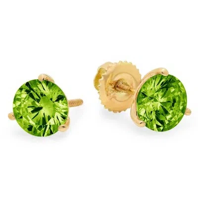 Pre-owned Pucci 4.0ct Round Cut Vvs1 Natural Peridot Stud Martini Earrings Solid 14k Yellow Gold In Green