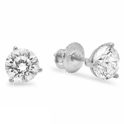 Pre-owned Pucci 4.0ct Round Cut Solitaire Vvs1 Moissanite Stud Martini Earrings 14k White Gold In D