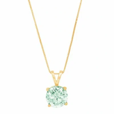 Pre-owned Pucci .5 Ct Round Cut Lab Created Blue Moissanite Pendant 18" Chain 14k Yellow Gold In D