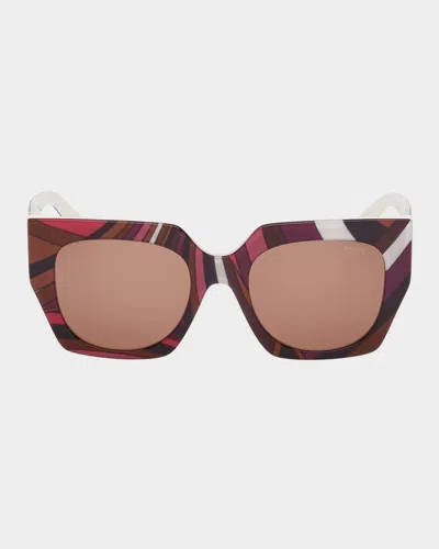 Pucci 51mm Square Acetate Sunglasses In Pink