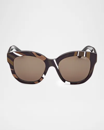 Pucci 53mm Cat-eye Sunglasses In Shiny Blac