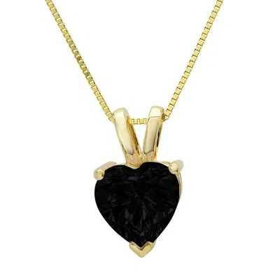 Pre-owned Pucci .5ct Heart Cut Natural Onyx Pendant Necklace 18" Chain Box Solid 14k Yellow Gold In D