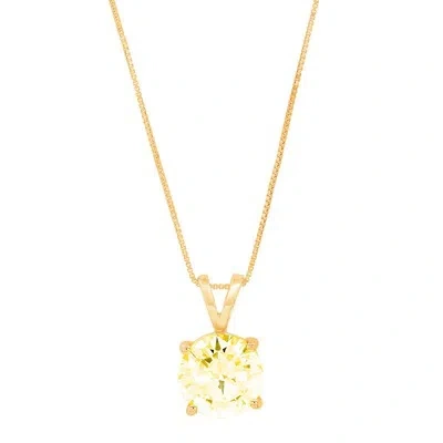 Pre-owned Pucci .5ct Round Cut Vvs1 Yellow Simulated Pendant 18" Chain Box 14k Yellow Solid Gold