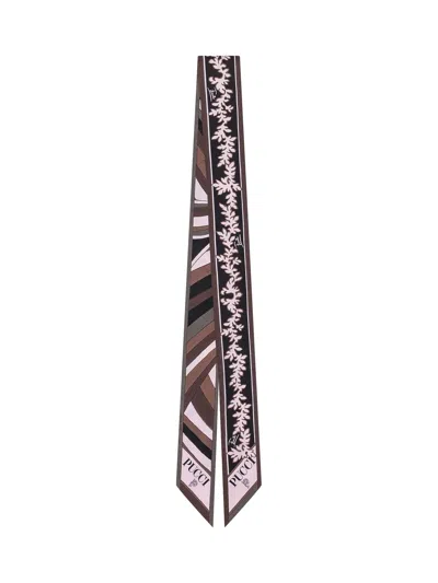 Pucci 5x120 Silk Bandeau Scarf In Khaki Pink