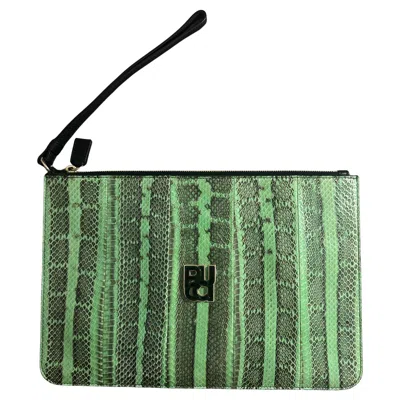 Pre-owned Pucci A 21st Century Green Print Leather Clutch Bag By Emilio