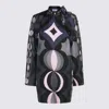 Pucci Geometric Pattern Long Sleeve High Neck Dress In Black