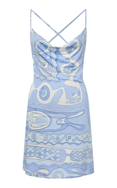 Pucci Abito Jersey Satin Mini Dress In Blue