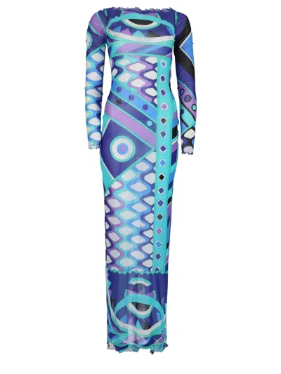 Pucci Abito Lungo "vivara" In Blue