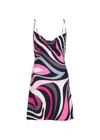 Pucci Abito Wave-printed Satin-jersey Mini Dress In Multi Print