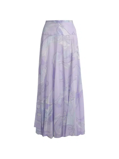 Pucci Abstract Maxi Skirt In Blue
